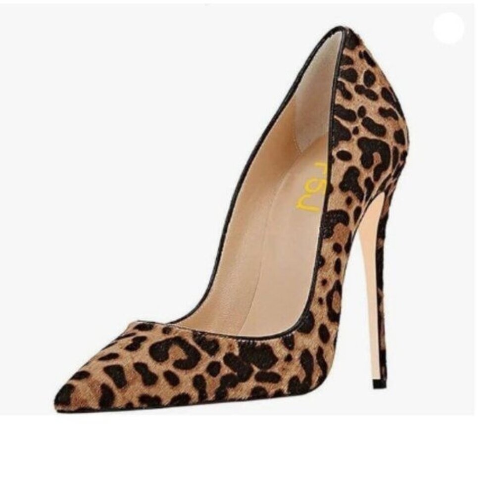 FSJ Leopard Sexy Leopard Printed Pointy Toe High Heels Stilettos Pumps Shoe